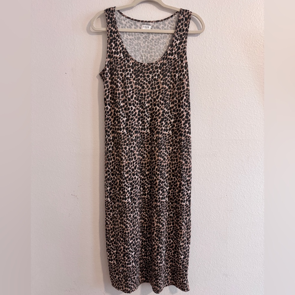 J. Crew Leopard Print Midi Sleeveless Dress, Size Small